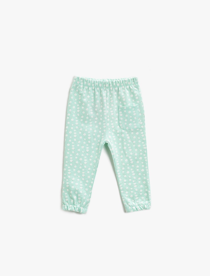 Kız Bebek Çiçekli Jogger Eşofman Altı Pamuklu