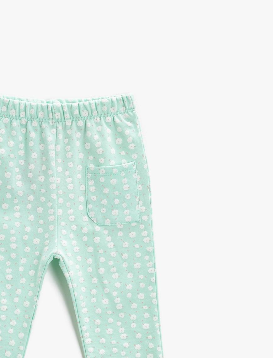  Kız Bebek Çiçekli Jogger Eşofman Altı Pamuklu