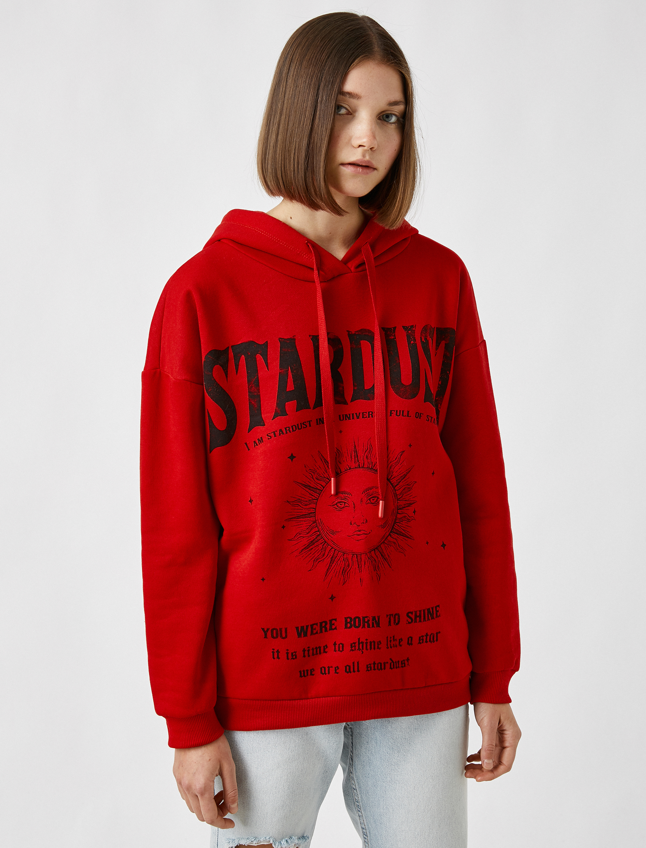   Kapüşonlu Baskılı Sweatshirt