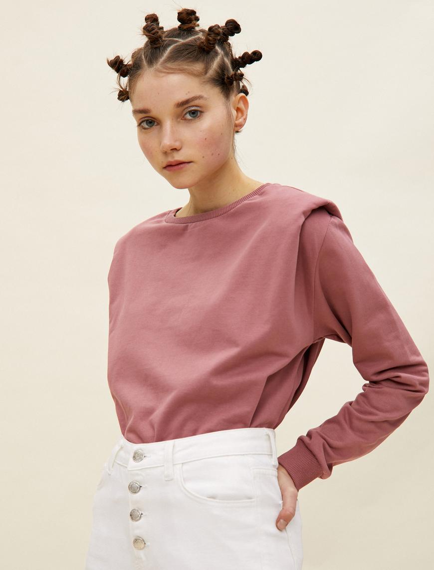   Vatkalı Bisiklet Yaka Sweatshirt