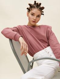 Vatkalı Bisiklet Yaka Sweatshirt