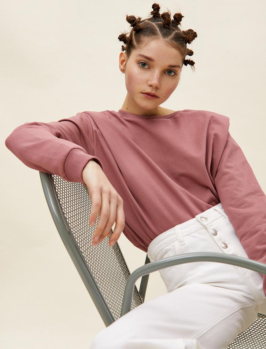   Vatkalı Bisiklet Yaka Sweatshirt