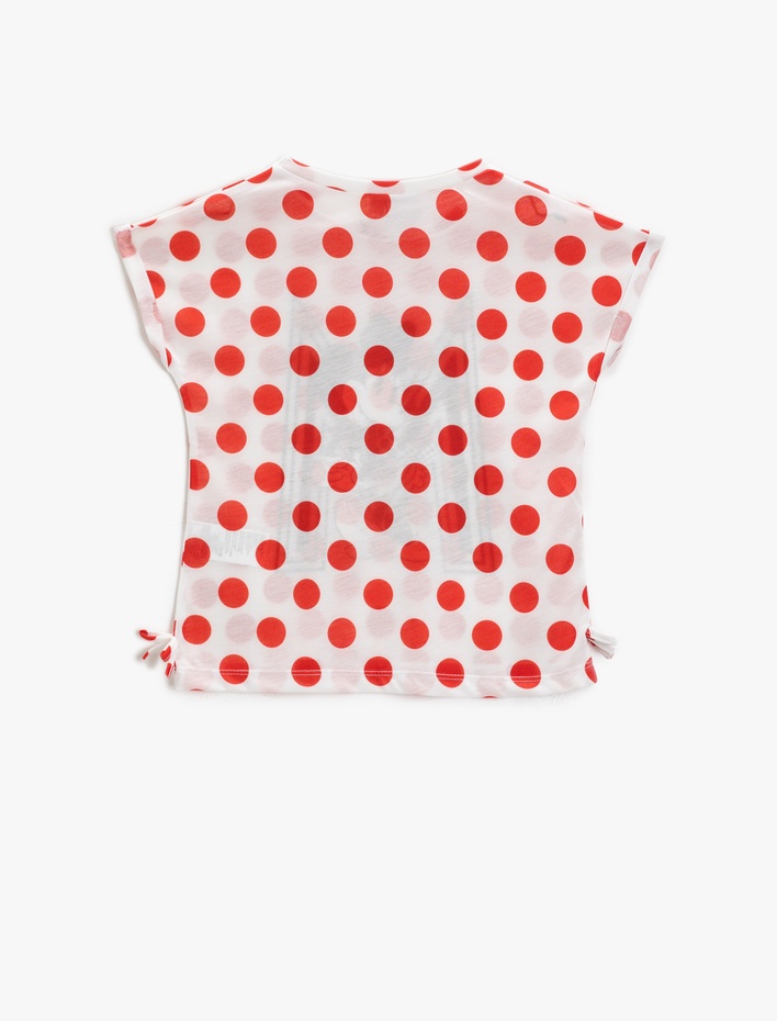 Kız Çocuk Mickey Mouse Baskılı Puantiyeli Tişört