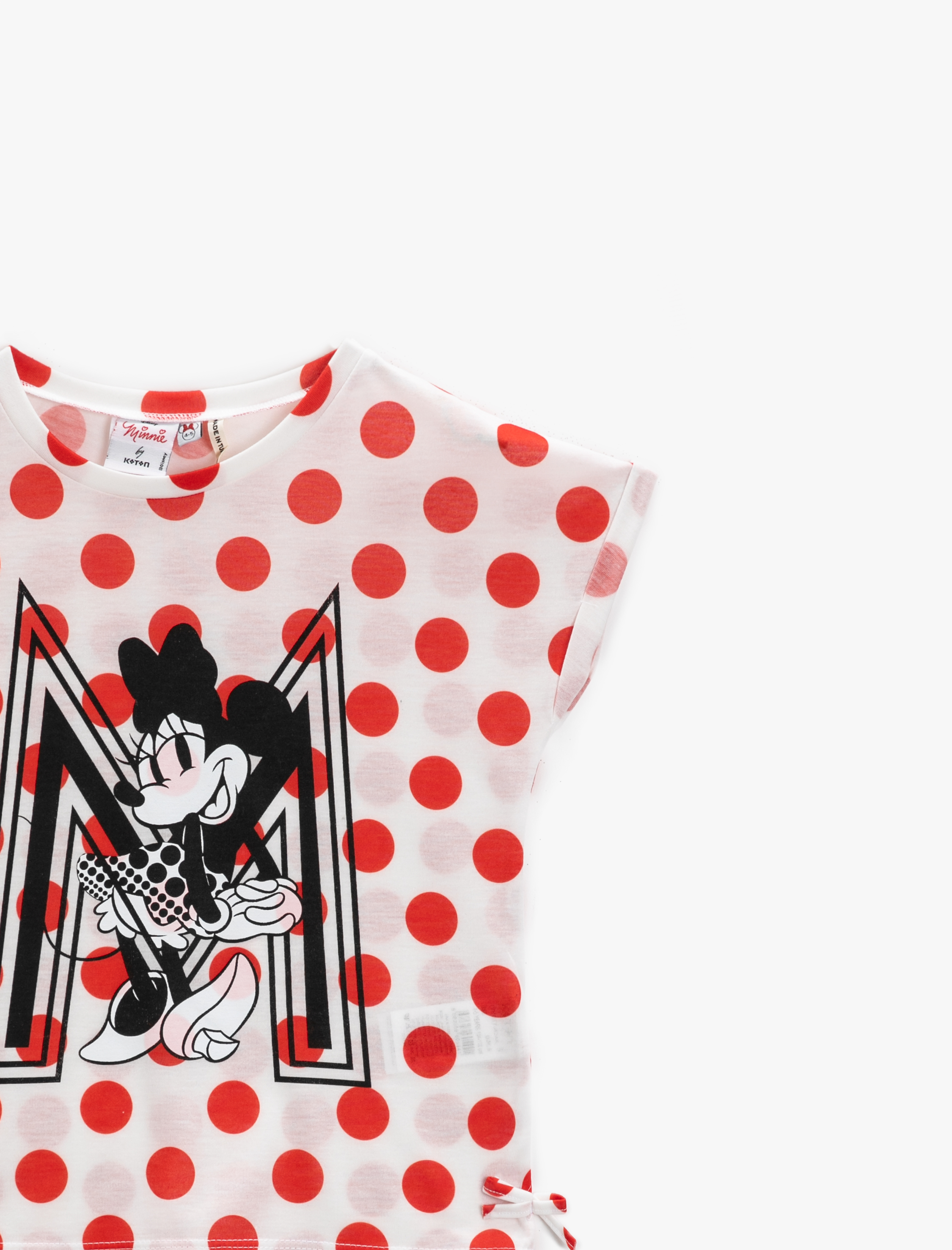  Kız Çocuk Mickey Mouse Baskılı Puantiyeli Tişört