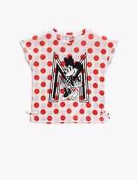 Mickey Mouse Baskılı Puantiyeli Tişört