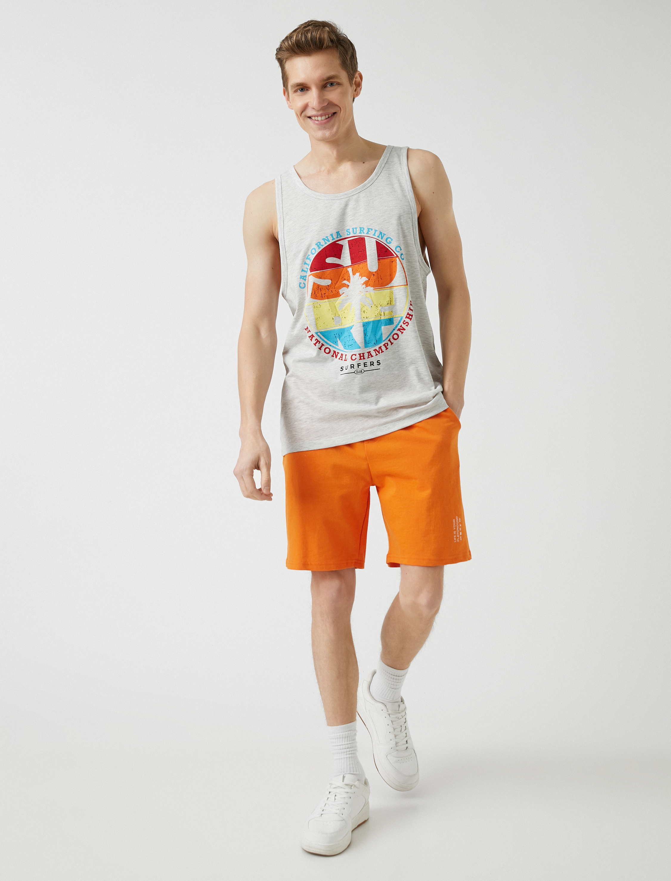 Sörf Baskılı Kolsuz Tişört