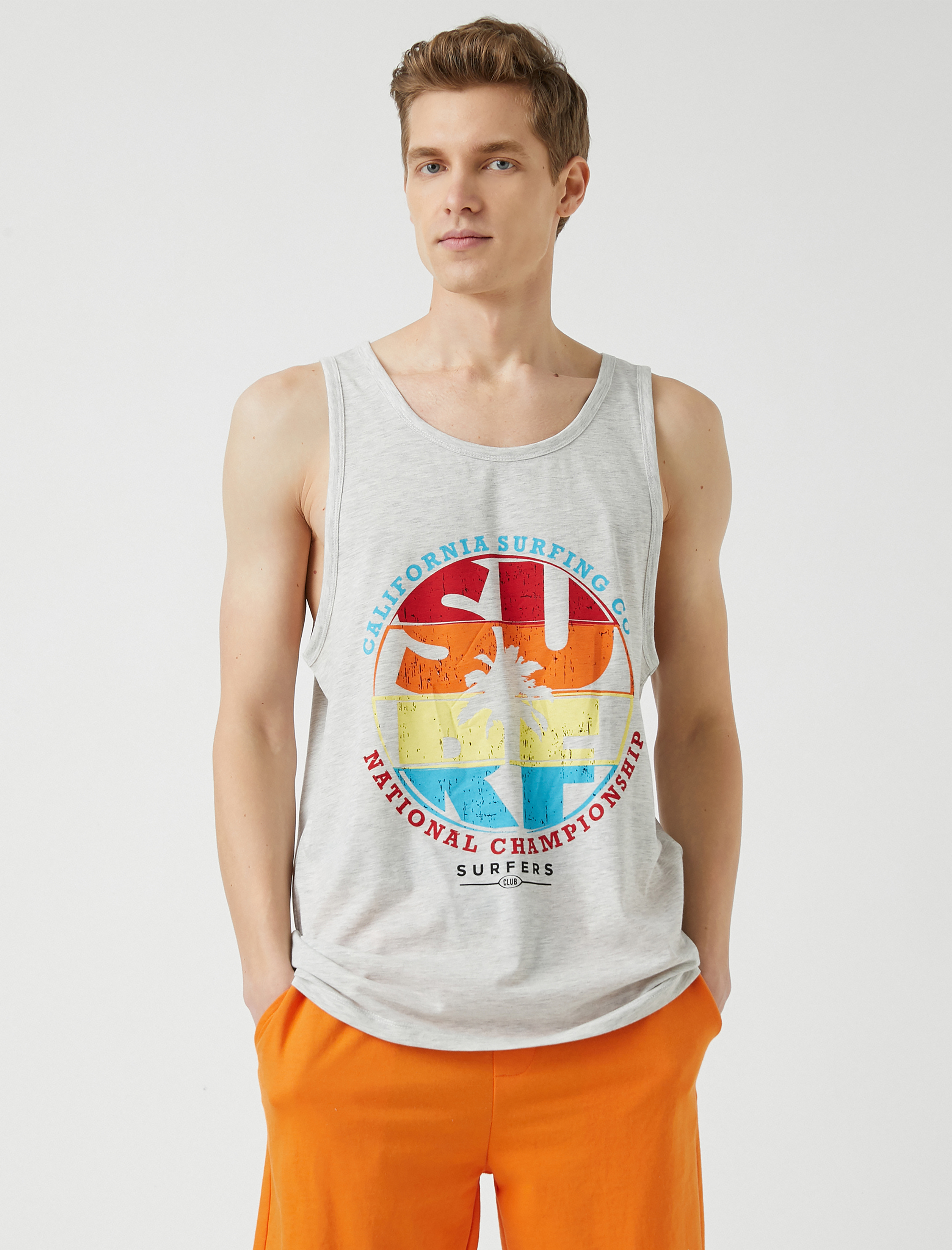 Sörf Baskılı Kolsuz Tişört