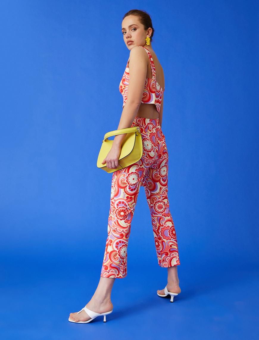   Çiçekli Crop Pantolon