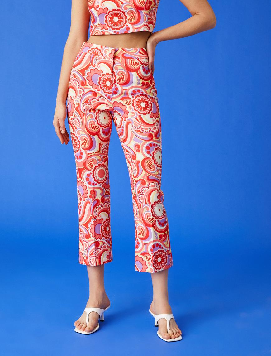   Çiçekli Crop Pantolon