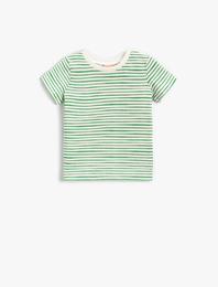 Çizgili Kısa Kollu Tişört Pamuklu