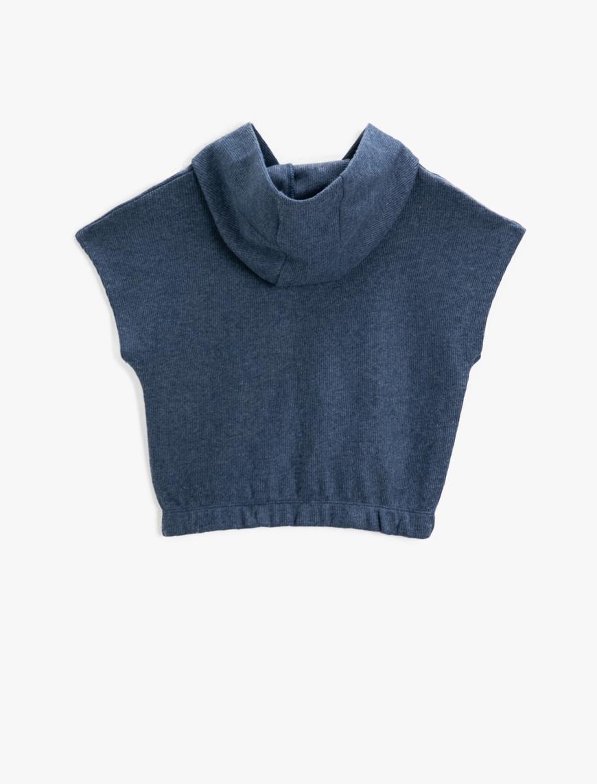 Erkek Çocuk Baskılı Kolsuz Kapüşonlu Sweatshirt Beli Lastikli