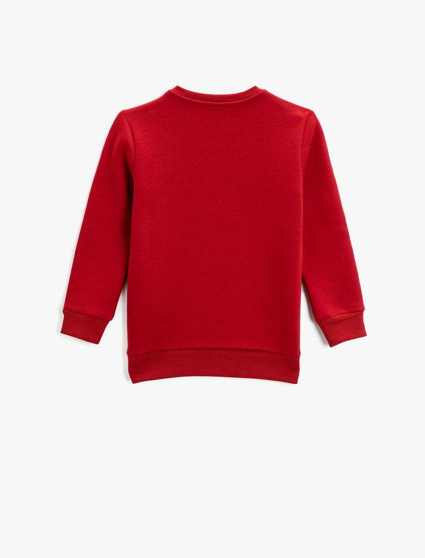  Erkek Çocuk Slogan Baskılı Sweatshirt Uzun Kollu Bisiklet Yaka