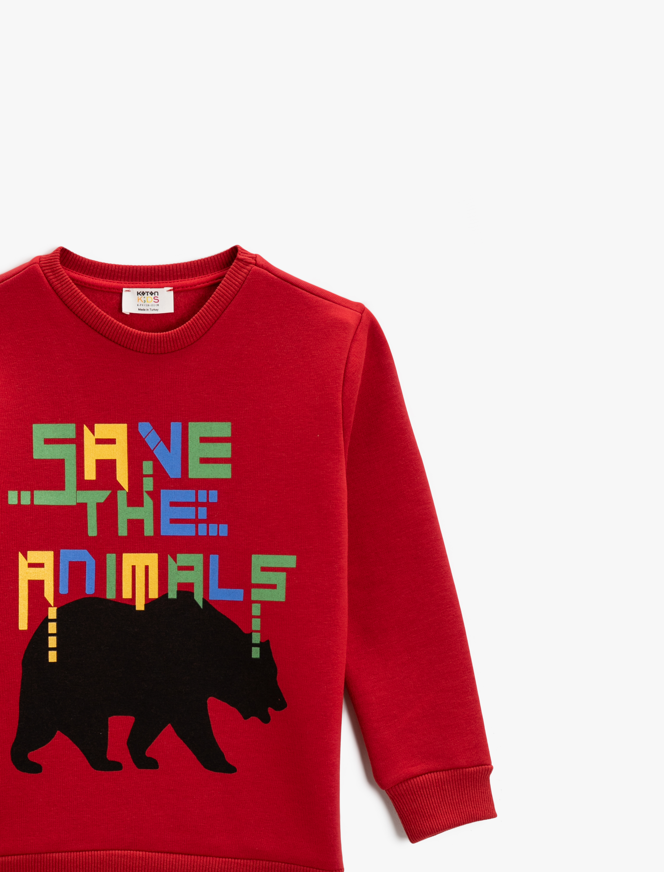  Erkek Çocuk Slogan Baskılı Sweatshirt Uzun Kollu Bisiklet Yaka