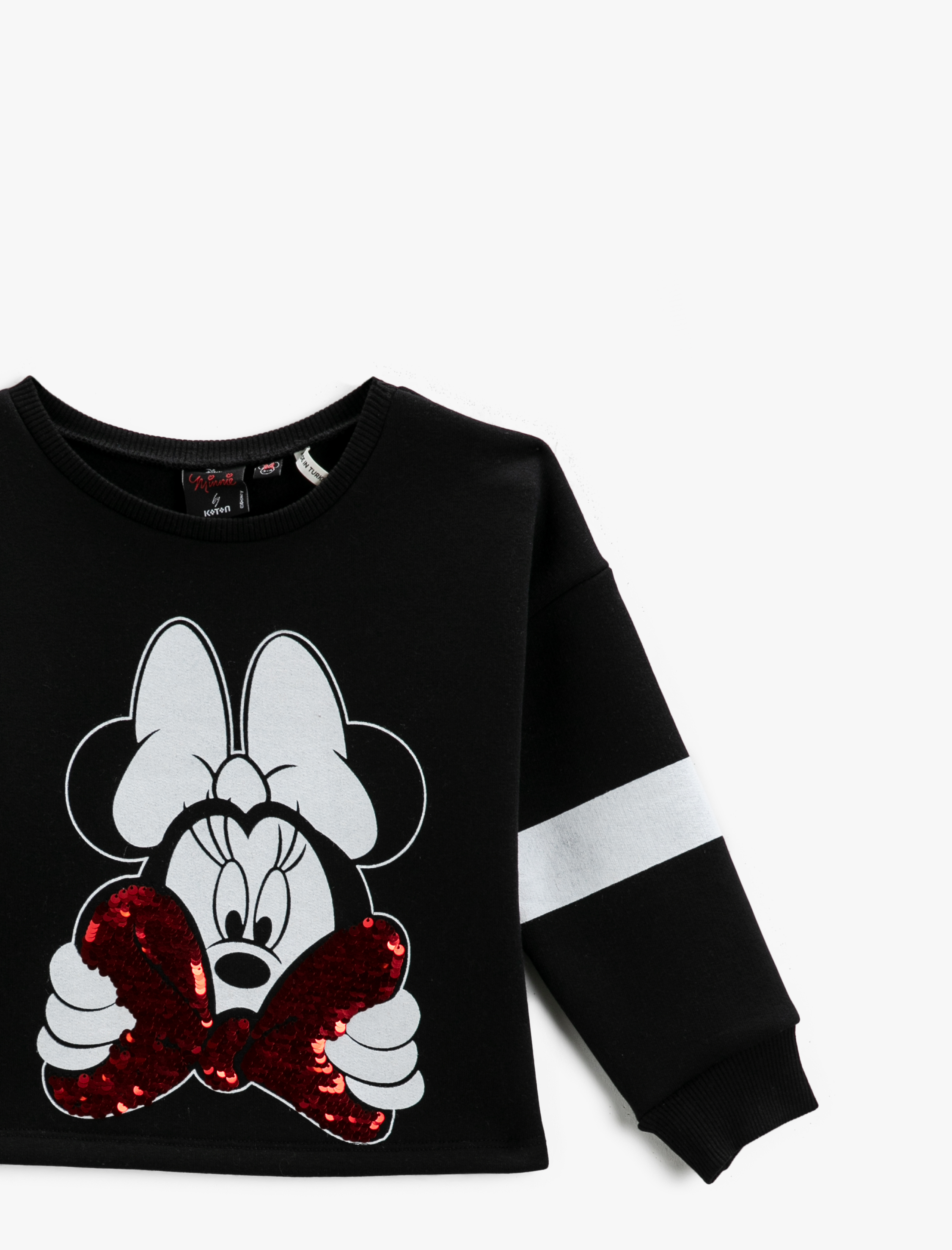  Kız Çocuk Minnie Mouse Lisanslı Baskılı Sweatshirt Pullu Uzun Kollu