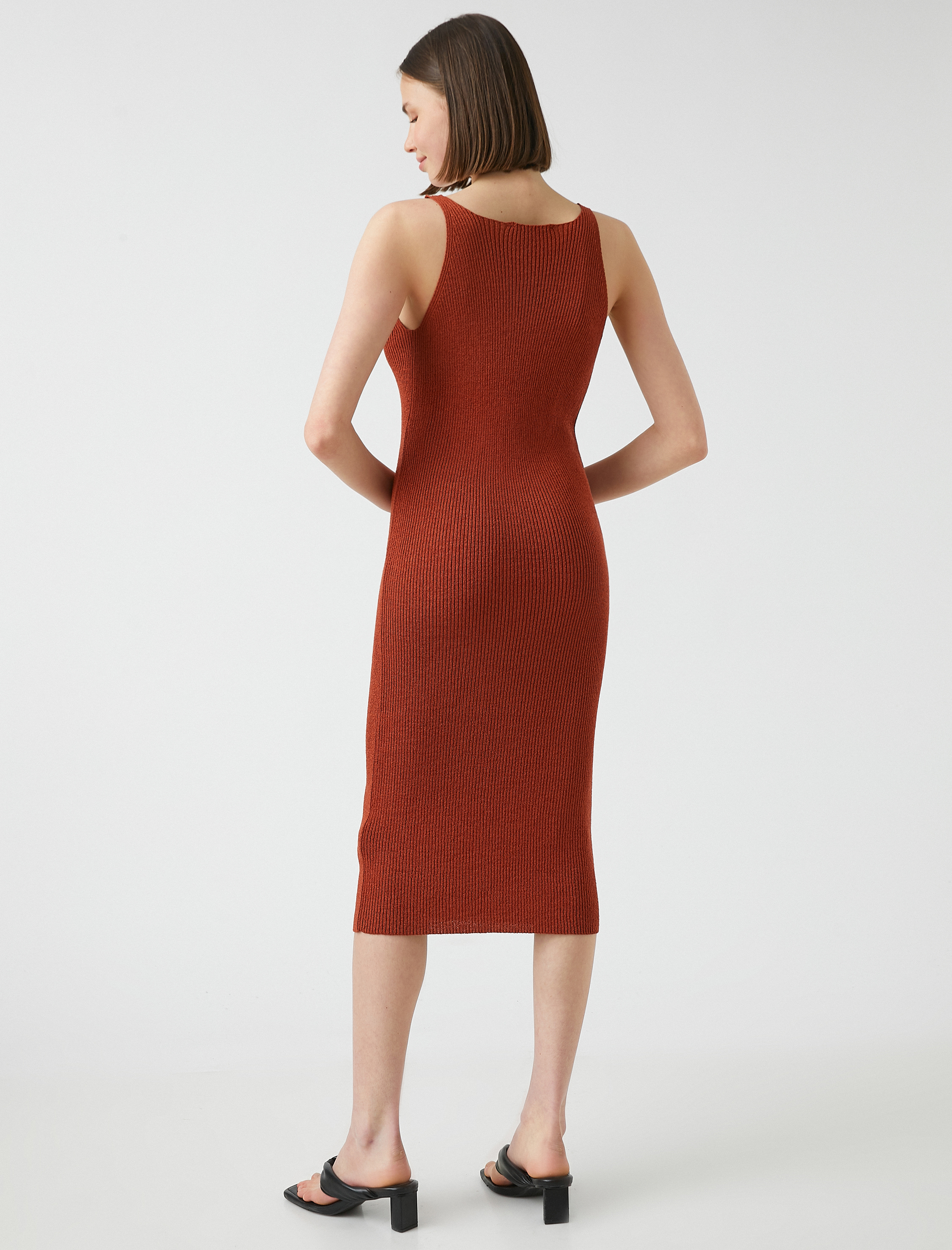   Triko Elbise V Yaka Kolsuz