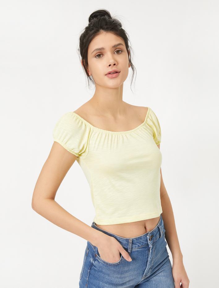  Omzu Açık Tişört Kısa Kollu