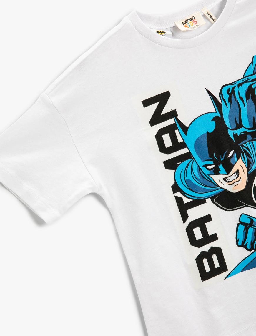  Erkek Çocuk Batman Lisanslı Baskılı Kısa Kollu Tişört Pamuklu
