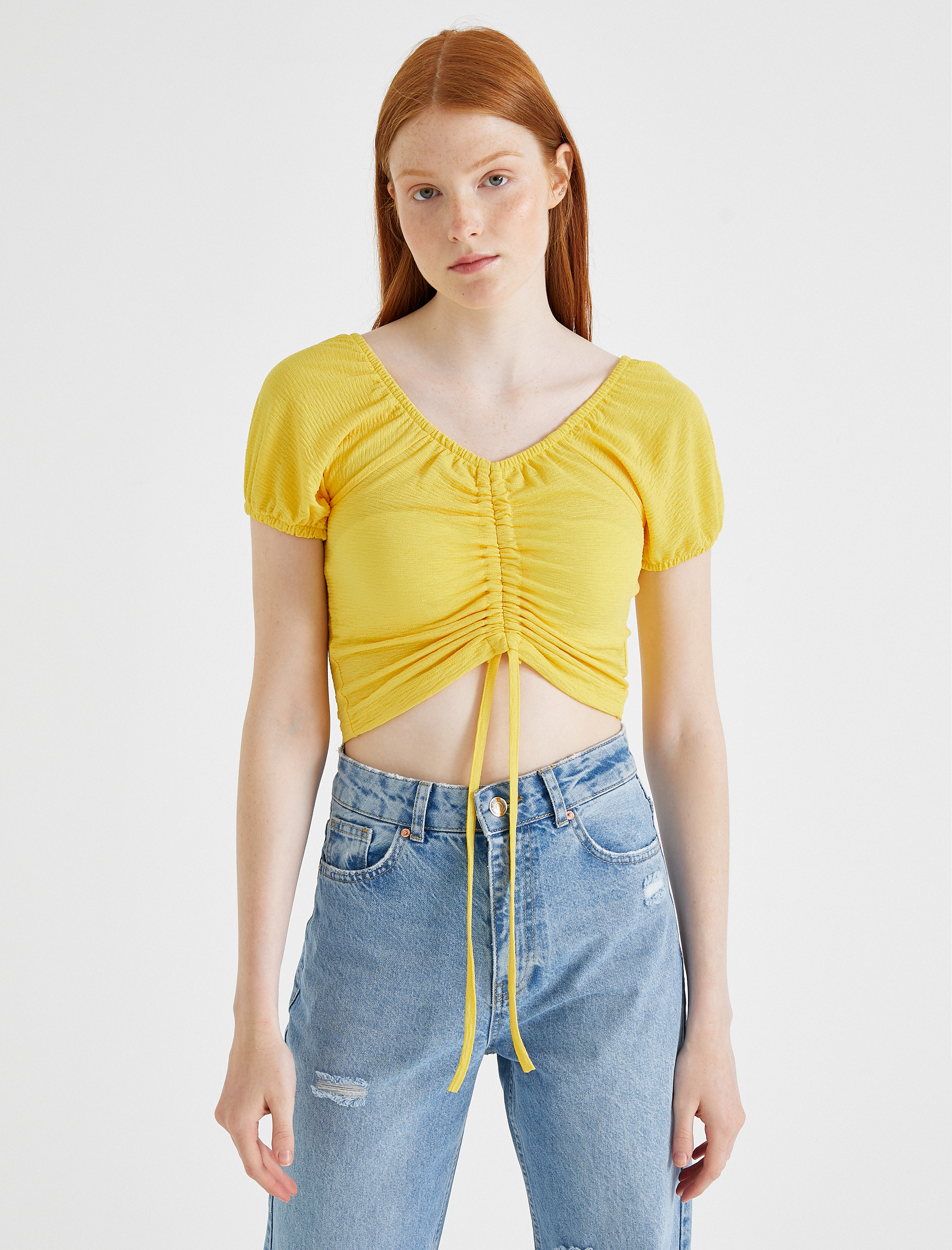   Crop Tişört Büzgülü