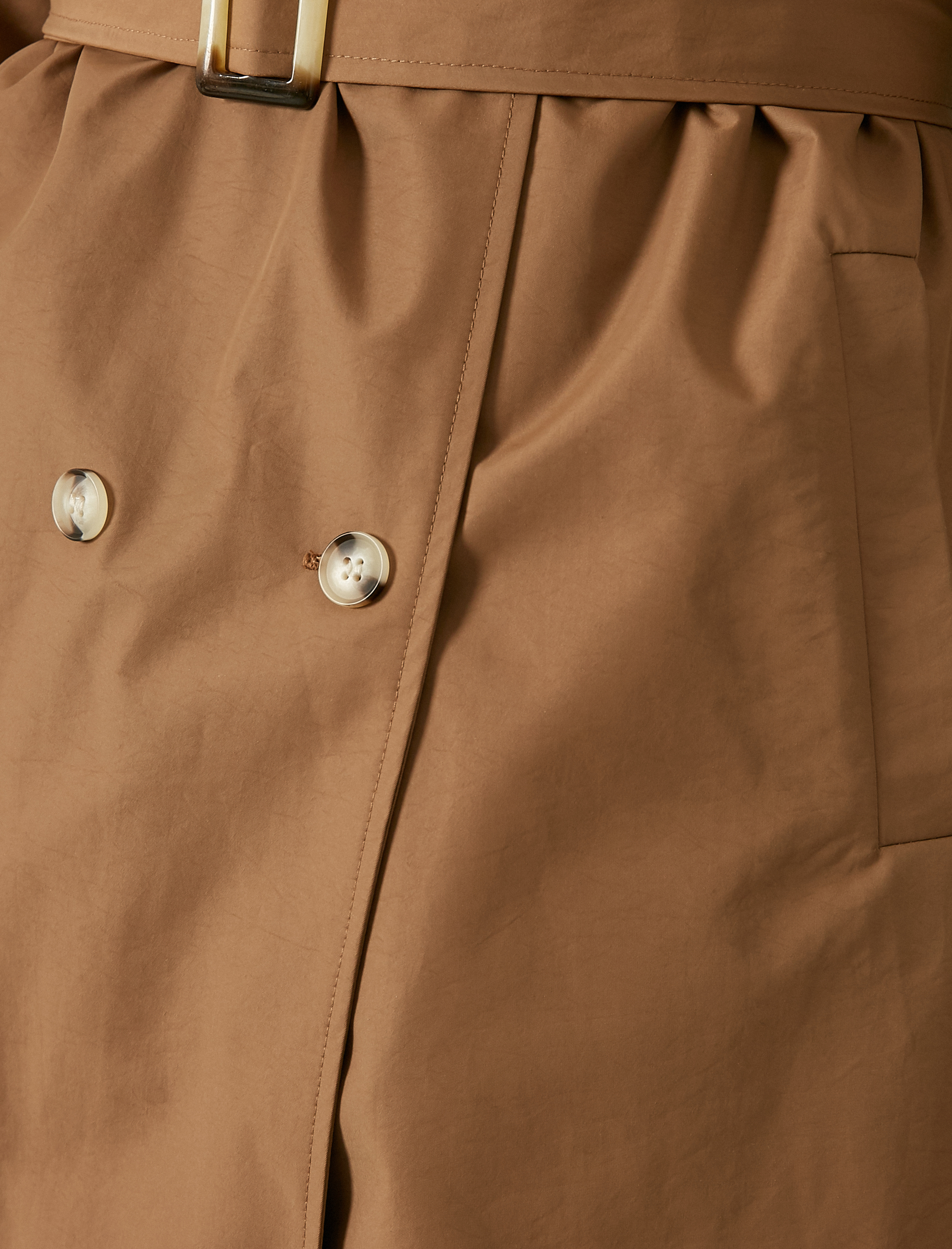 Düğmeli Suni Kürk Detaylı Trençkot