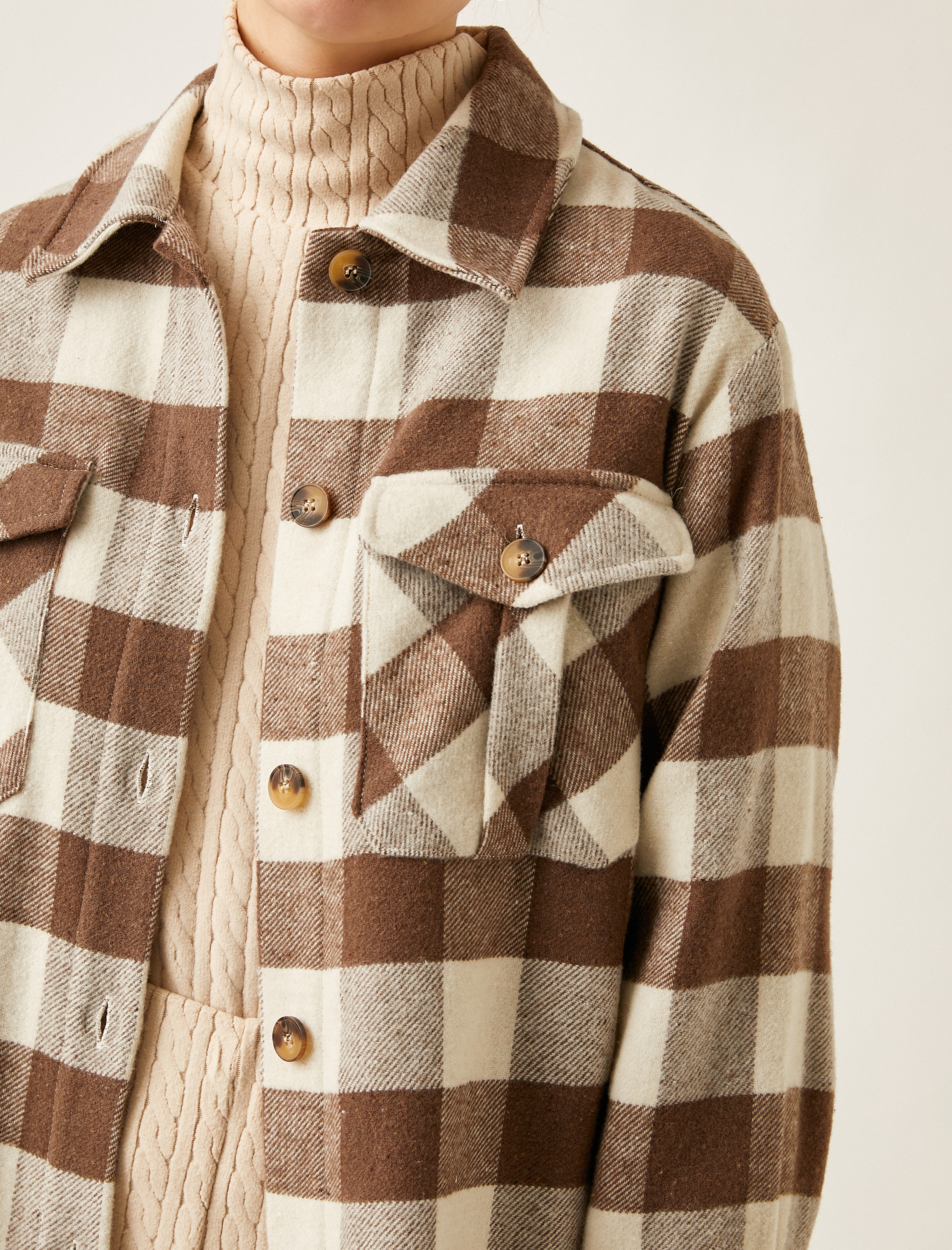   Kareli Oversize Gömlek Ceket