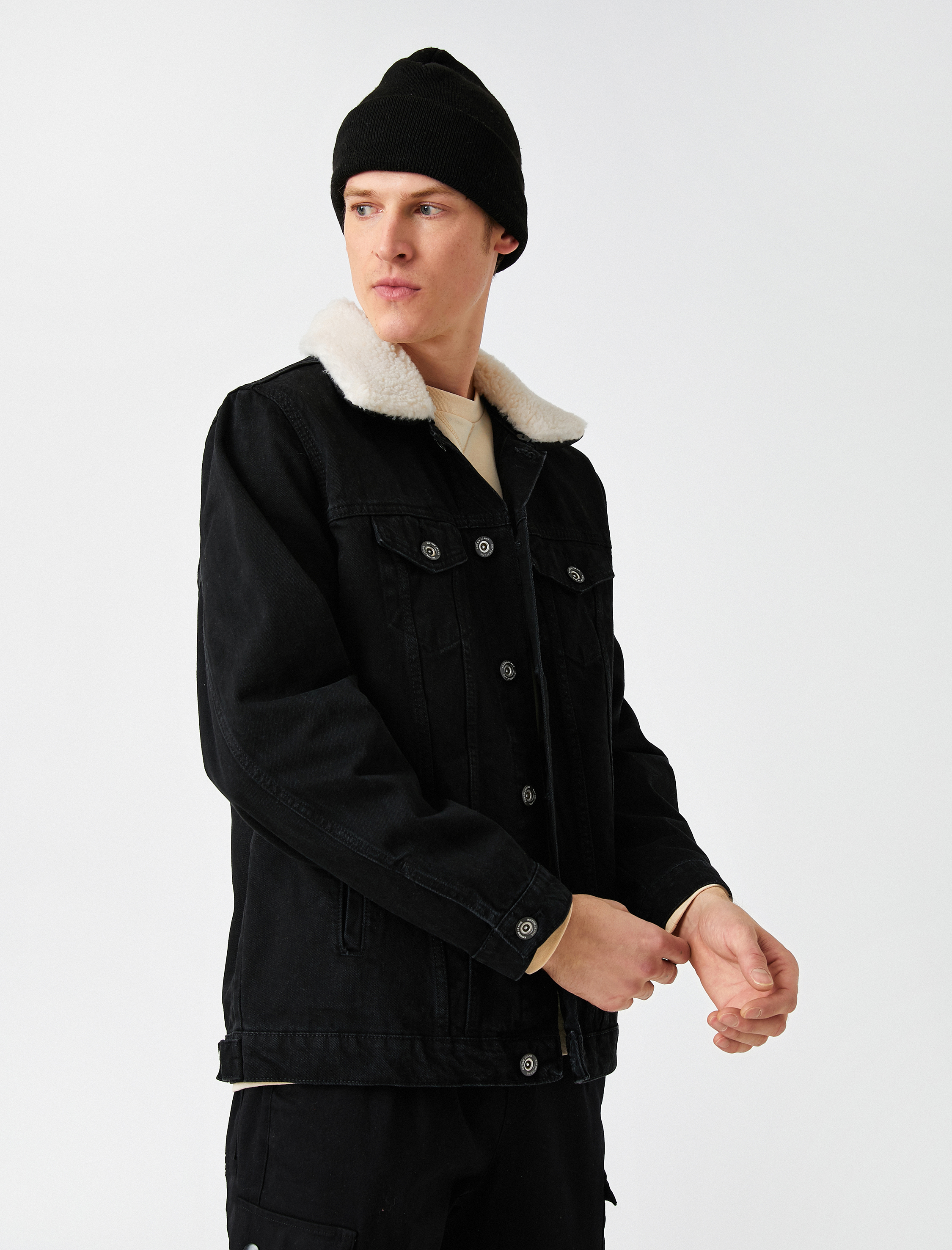   Suni Kürk Yakalı Kot Mont