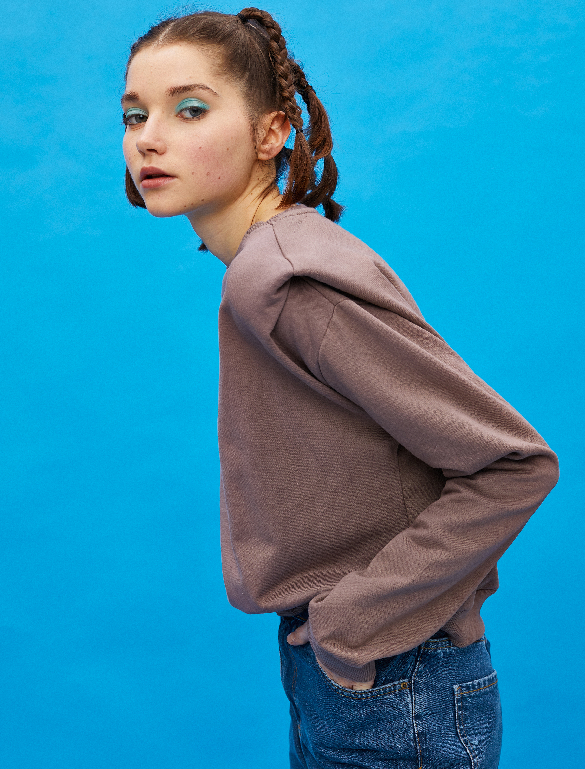   Vatkalı Bisiklet Yaka Sweatshirt