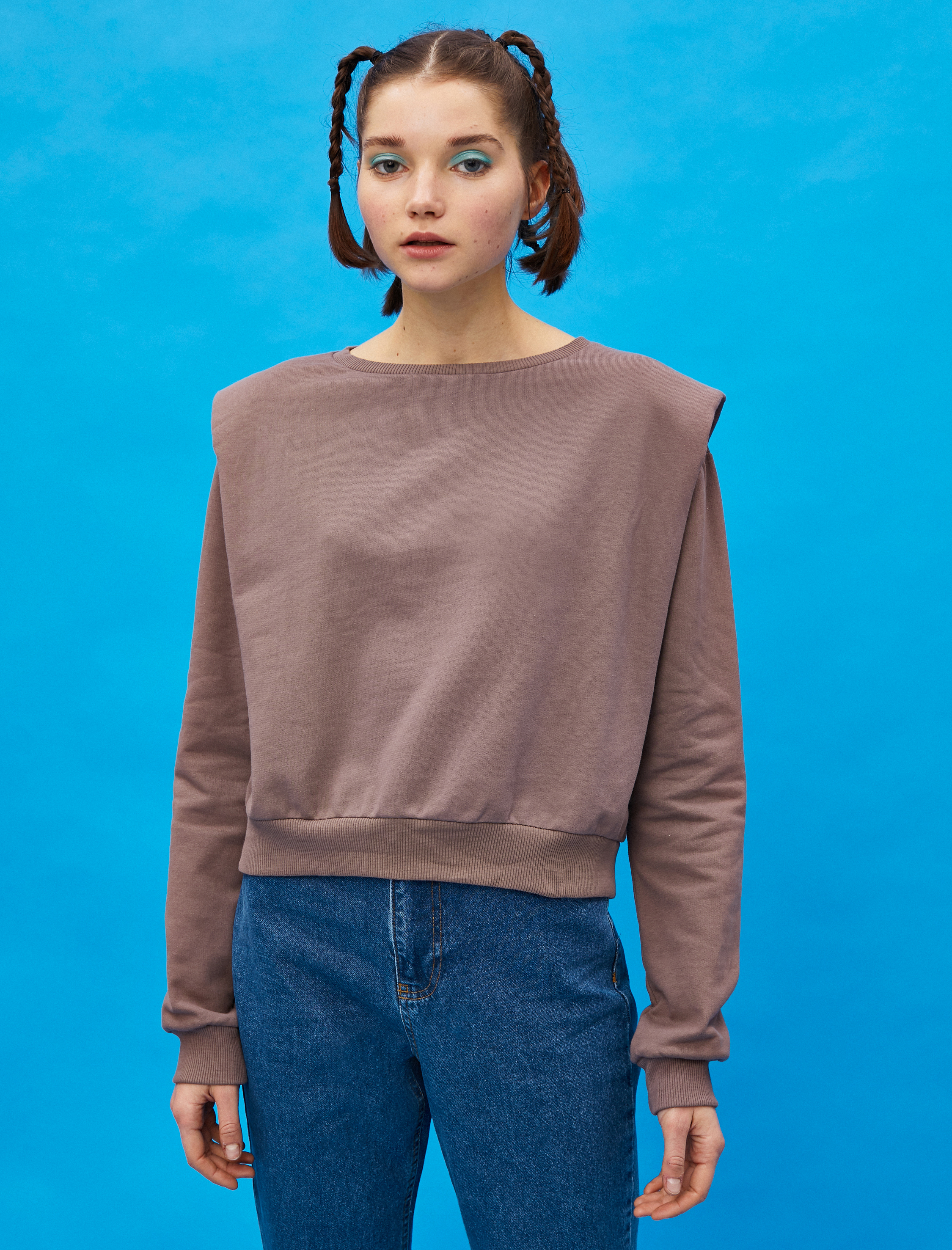   Vatkalı Bisiklet Yaka Sweatshirt