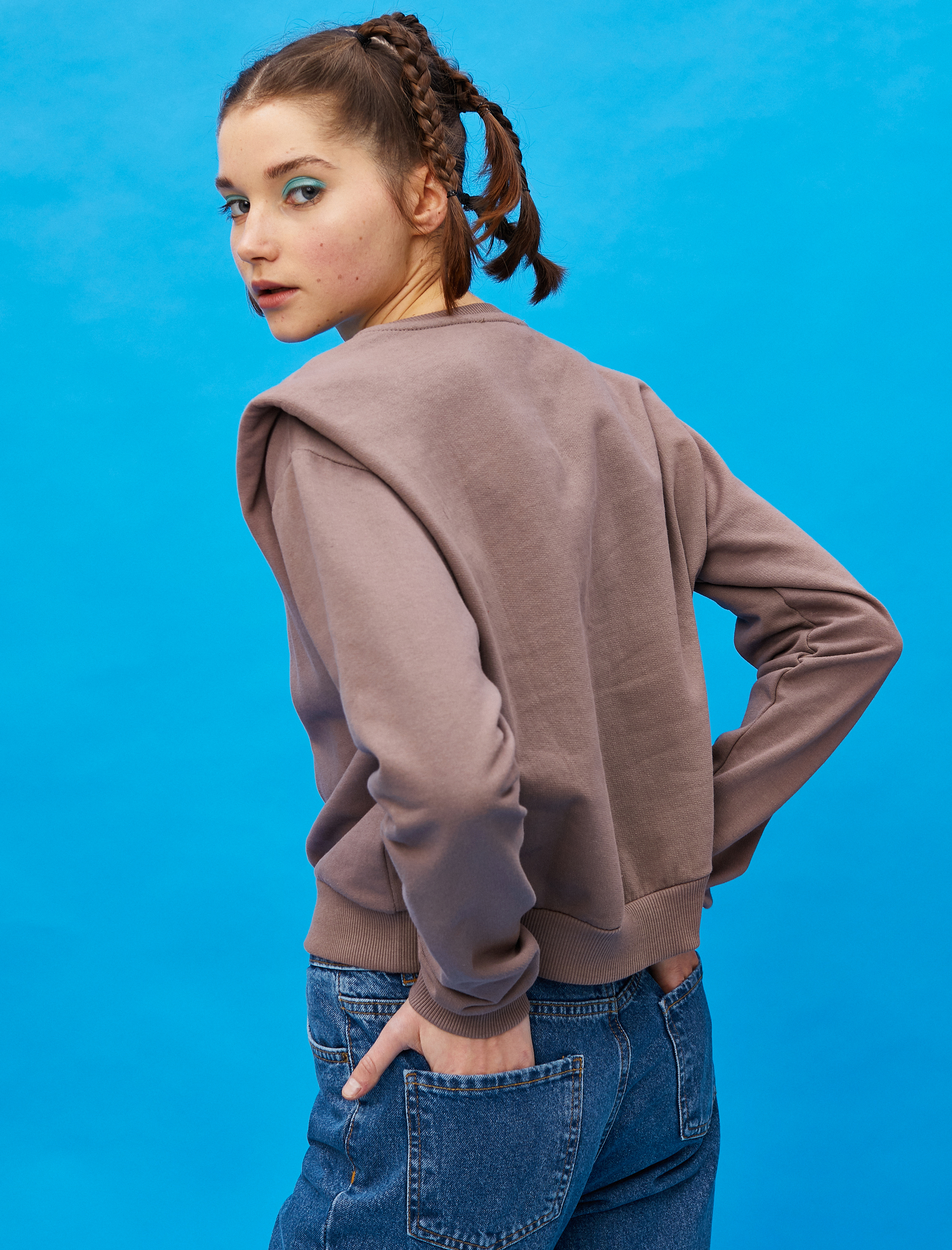   Vatkalı Bisiklet Yaka Sweatshirt