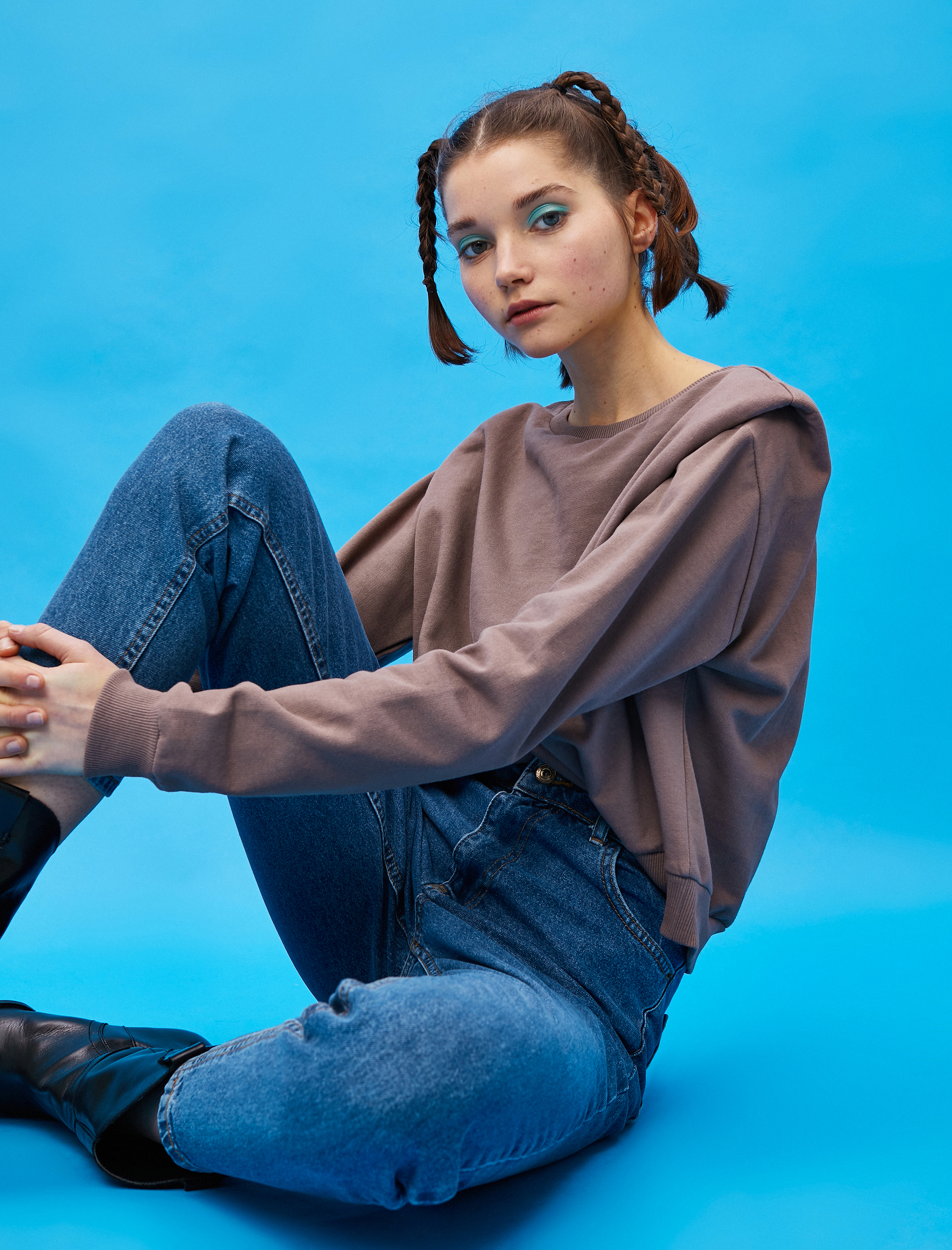   Vatkalı Bisiklet Yaka Sweatshirt