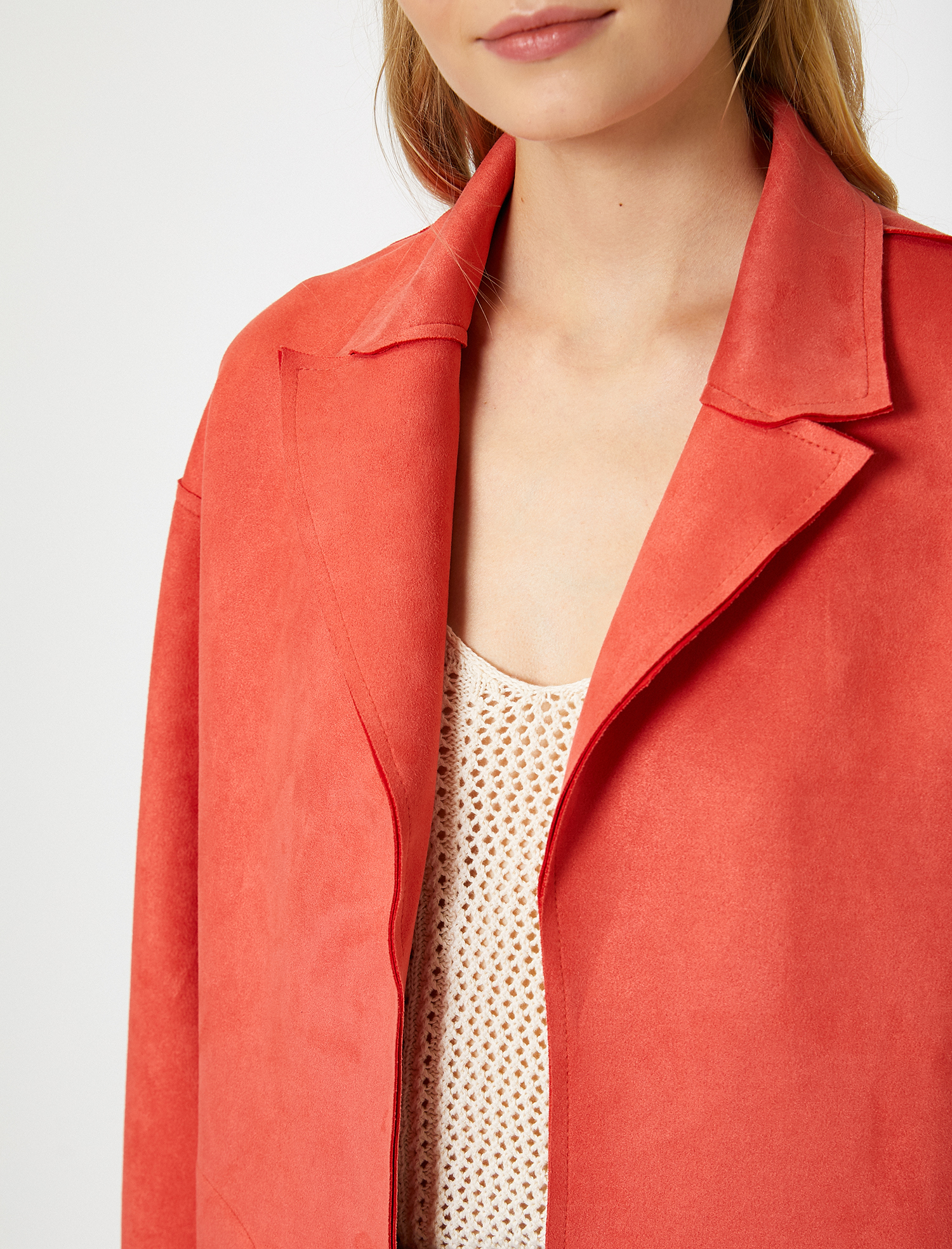   Süet Görünümlü Trençkot