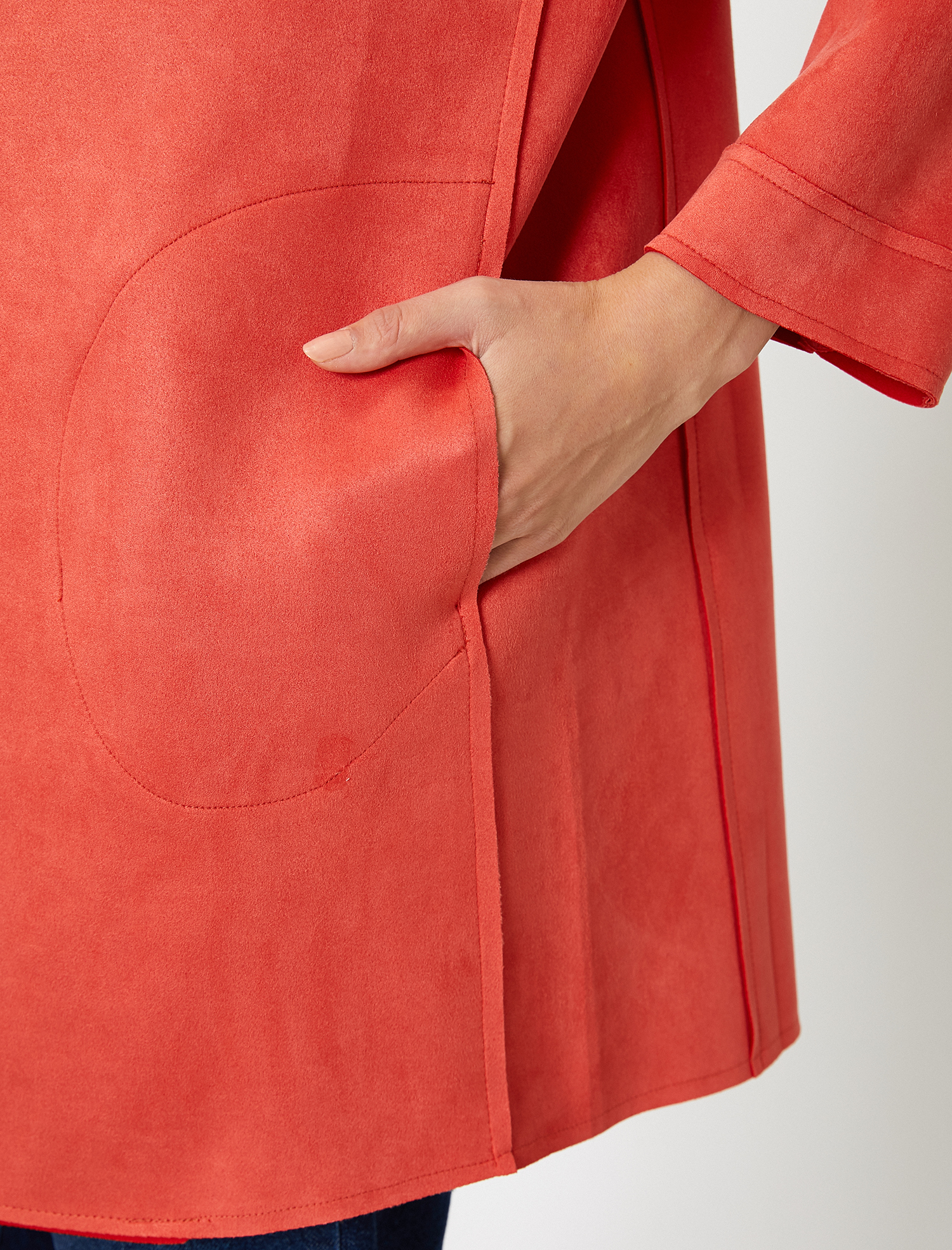   Süet Görünümlü Trençkot