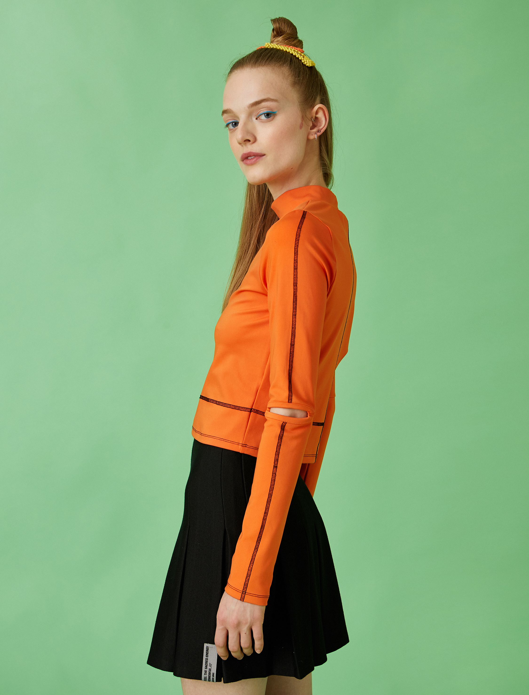   Uzun Kollu Tişört Dik Yaka