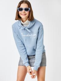 Kapüşonlu Baskılı Sweatshirt