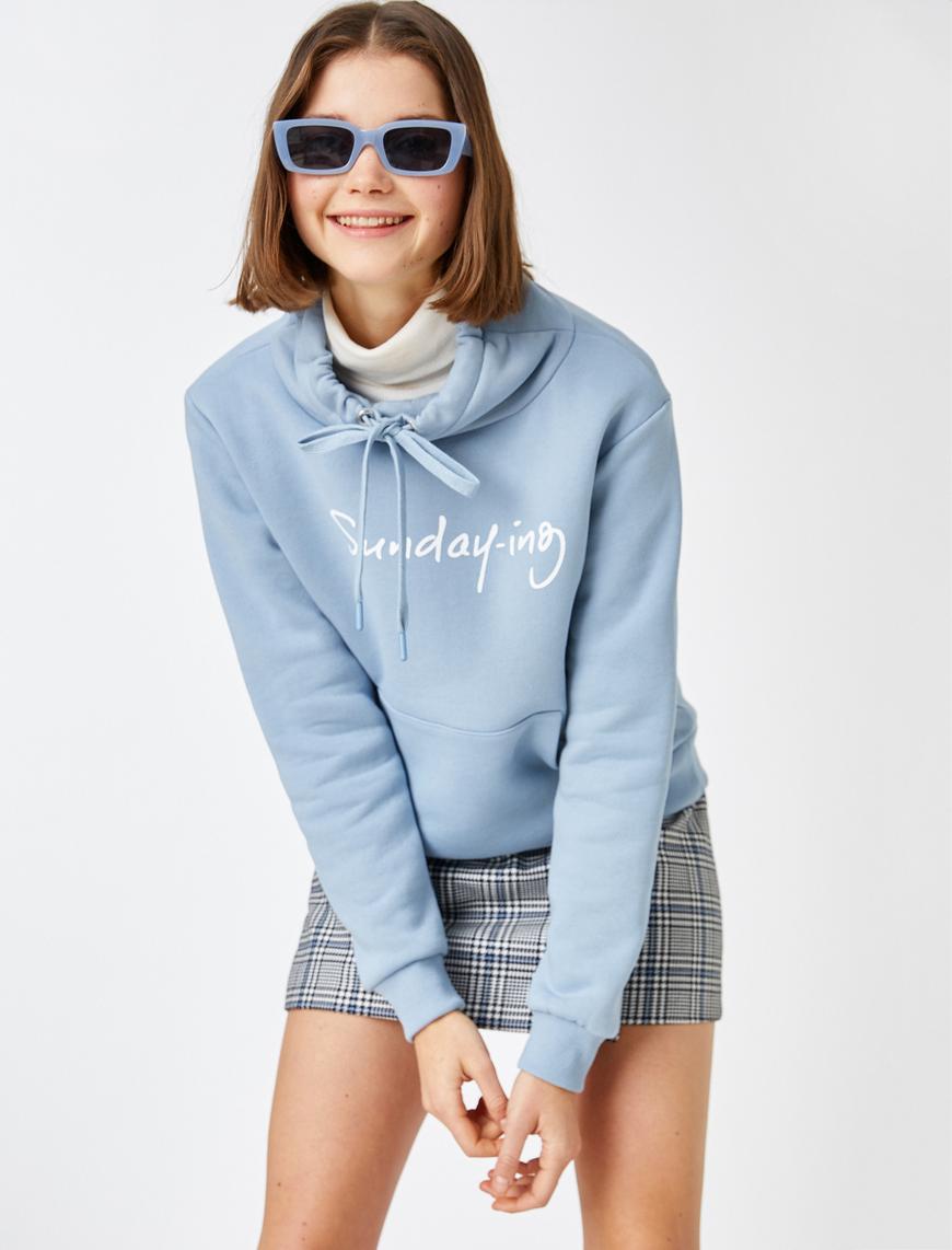   Kapüşonlu Baskılı Sweatshirt