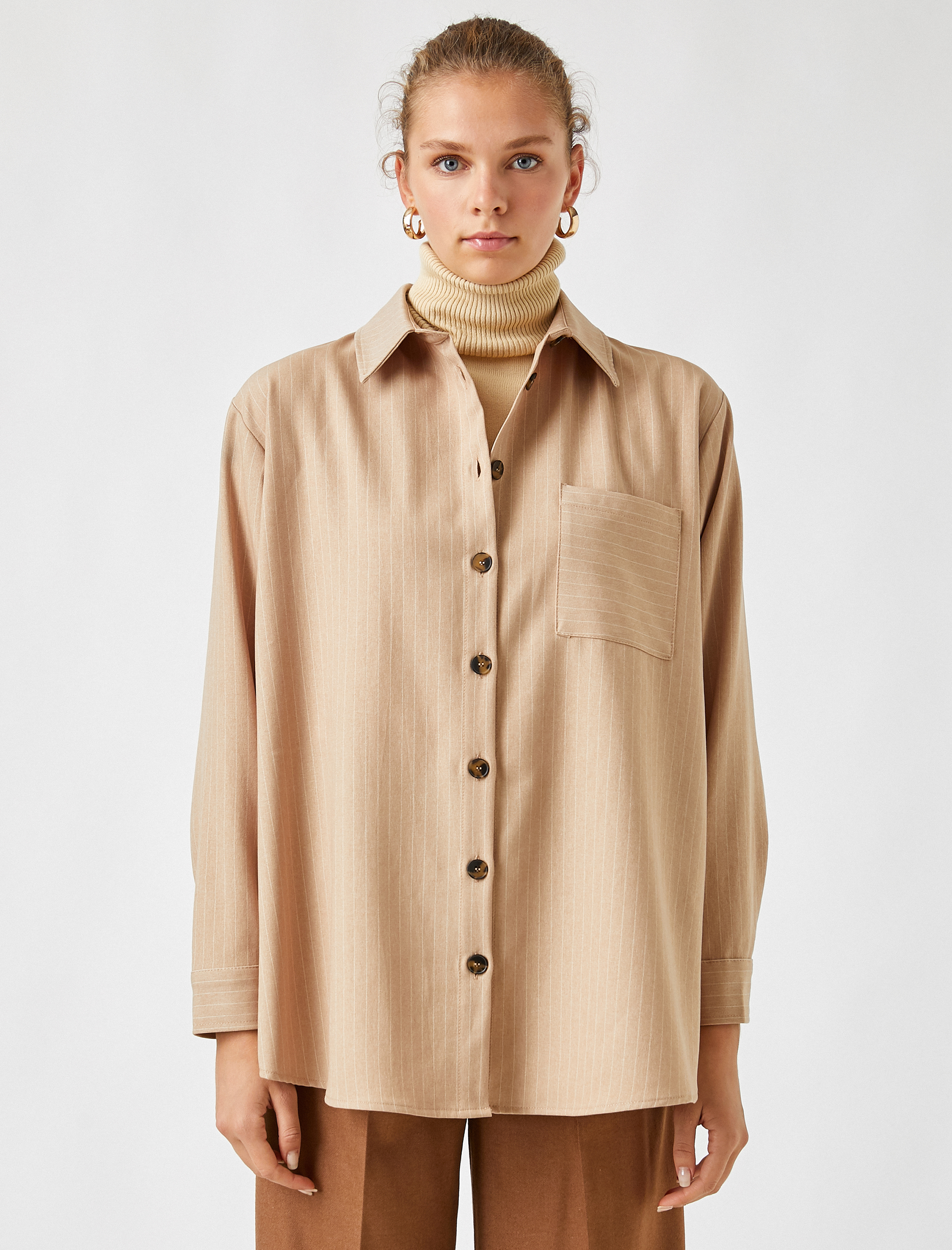   Çizgili Cepli Gömlek Ceket