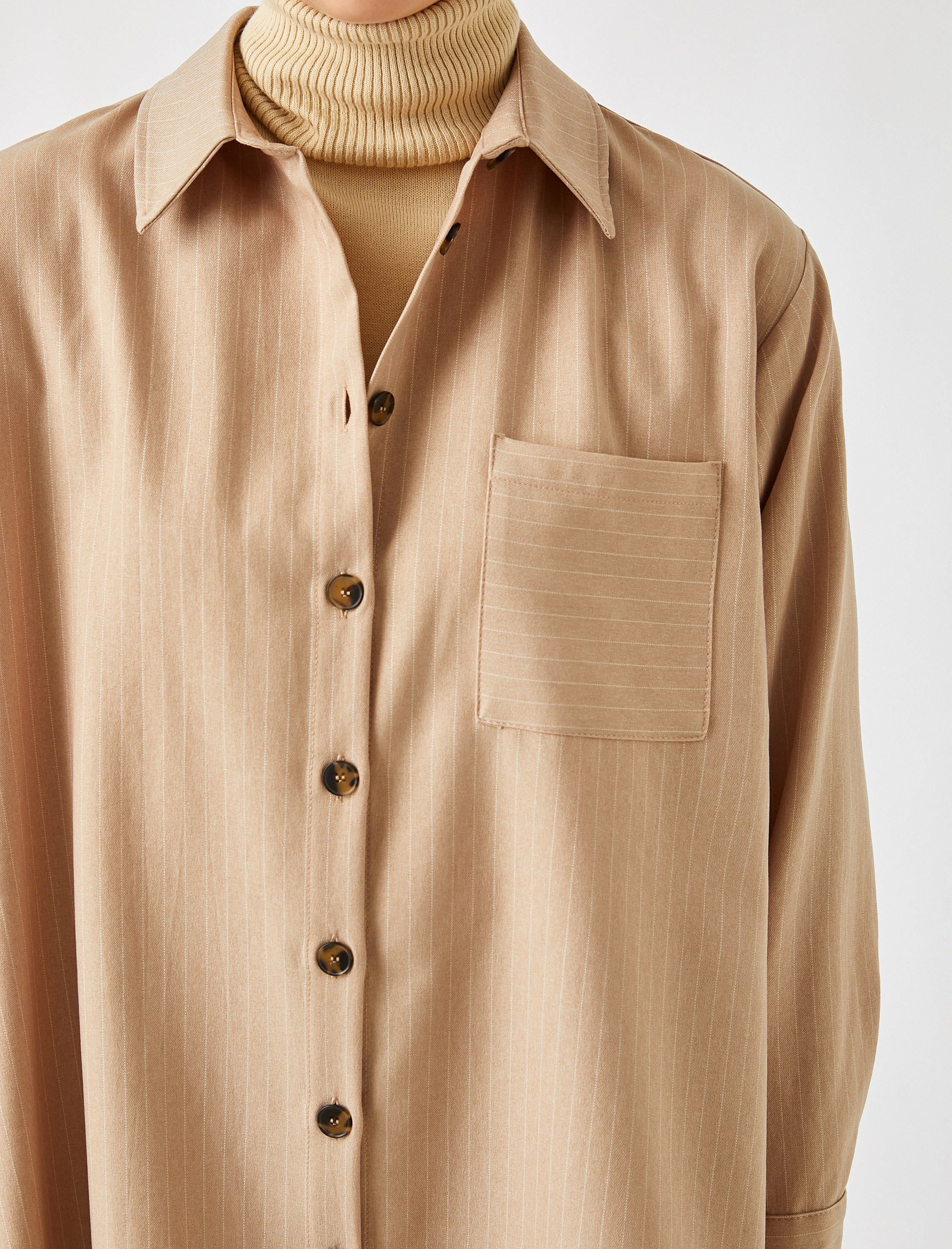   Çizgili Cepli Gömlek Ceket