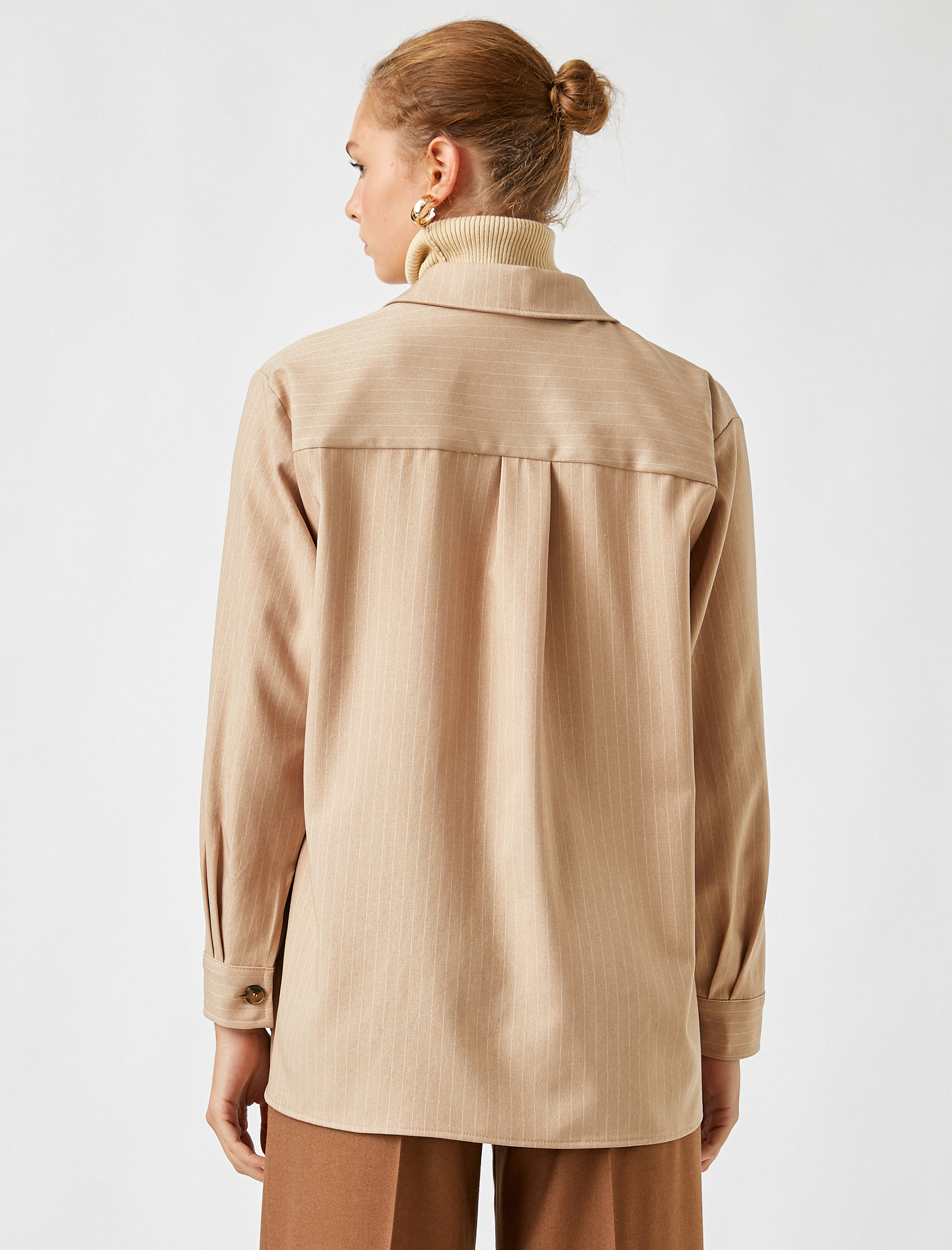   Çizgili Cepli Gömlek Ceket