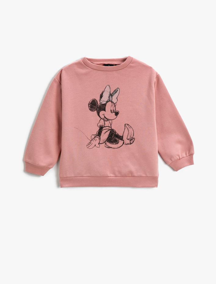 Kız Bebek Minnie Mouse Baskılı Sweatshirt Lisanslı