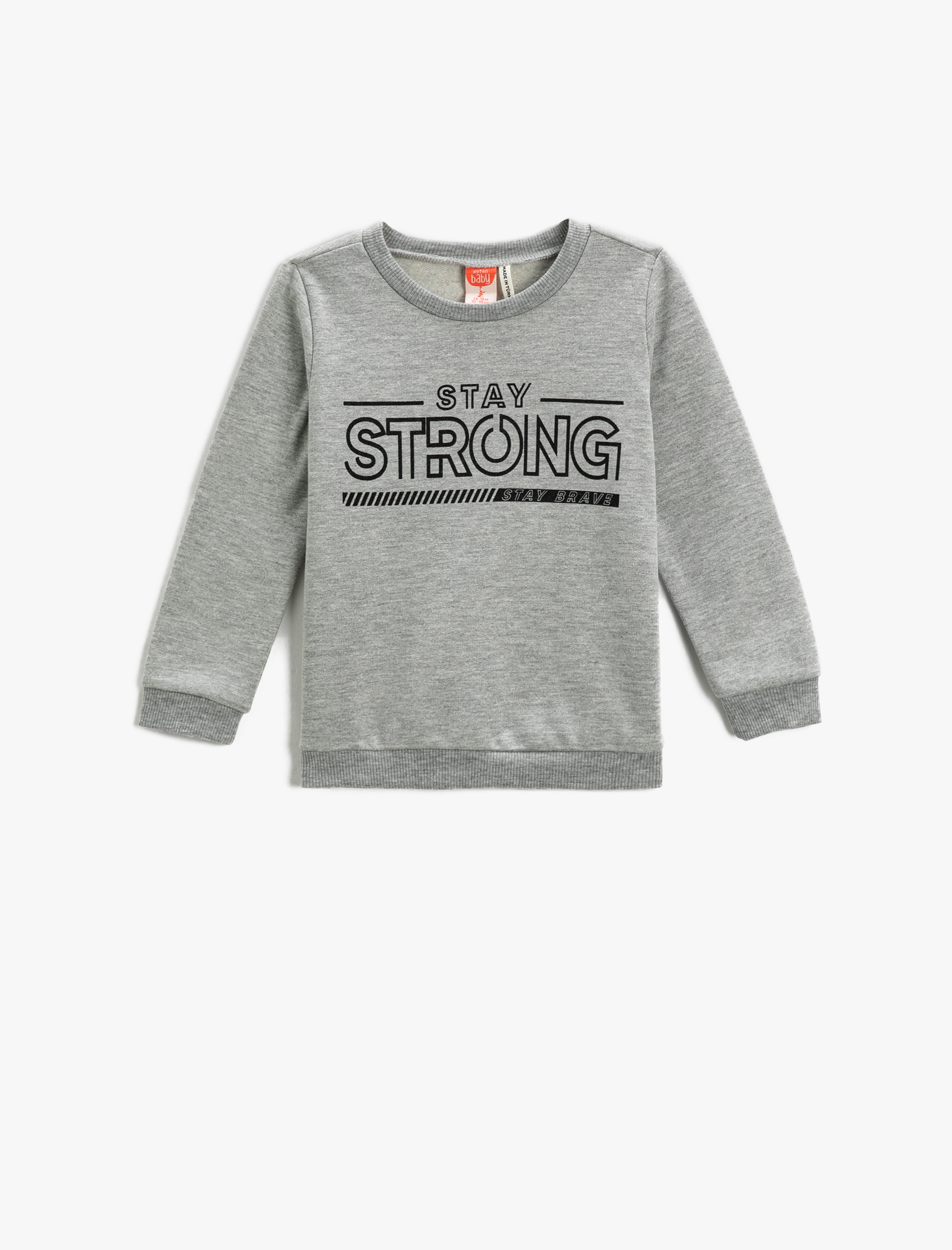  Erkek Bebek Baskılı Sweatshirt Uzun Kollu Bisiklet Yaka