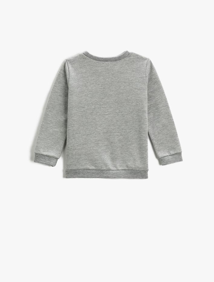 Erkek Bebek Baskılı Sweatshirt Uzun Kollu Bisiklet Yaka