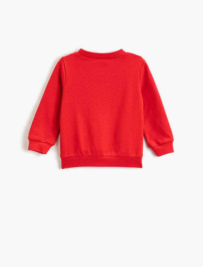 Erkek Bebek Baskılı Sweatshirt Uzun Kollu Bisiklet Yaka