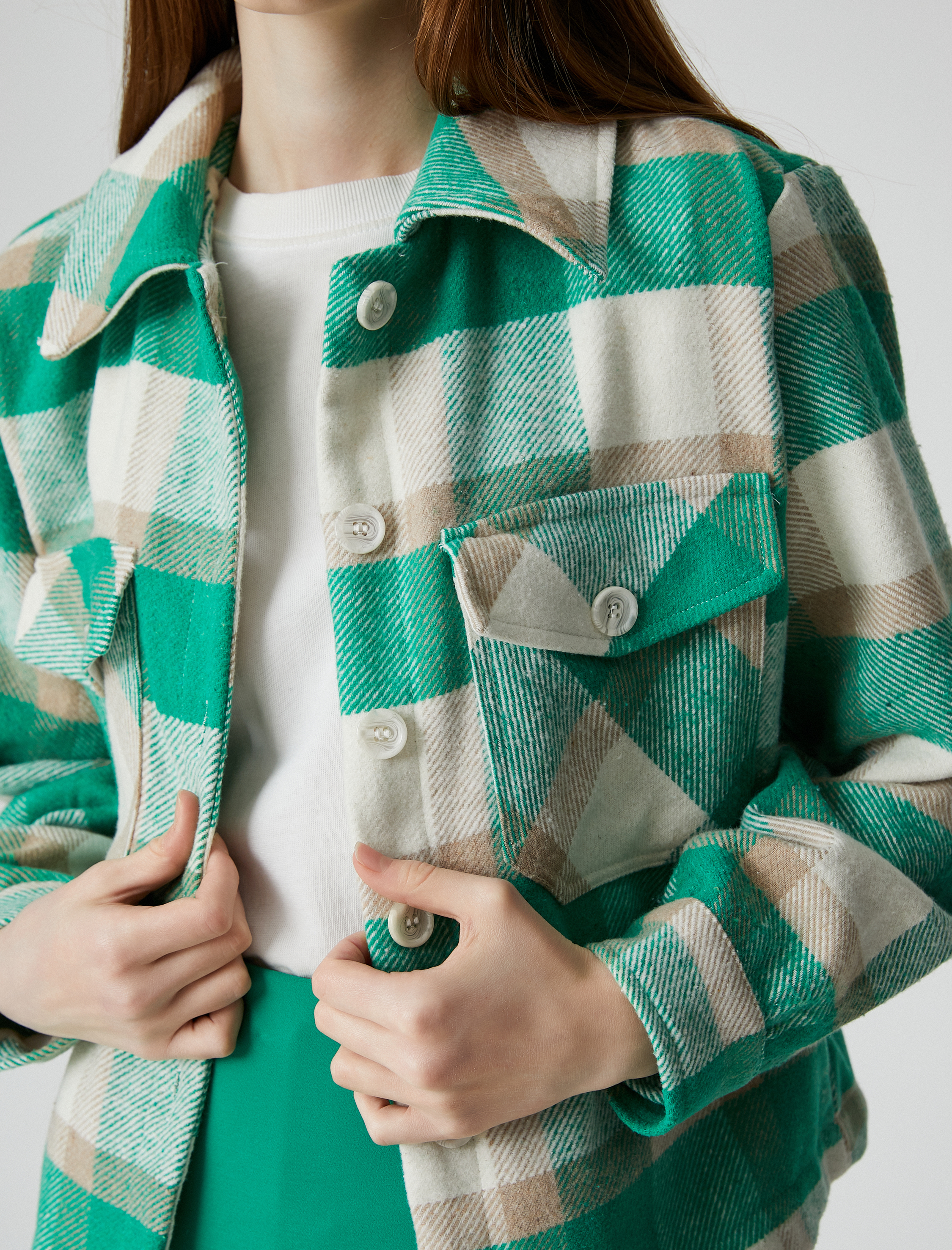   Oduncu Gömlek Ceket Uzun Kollu Düğmeli Cep Detaylı