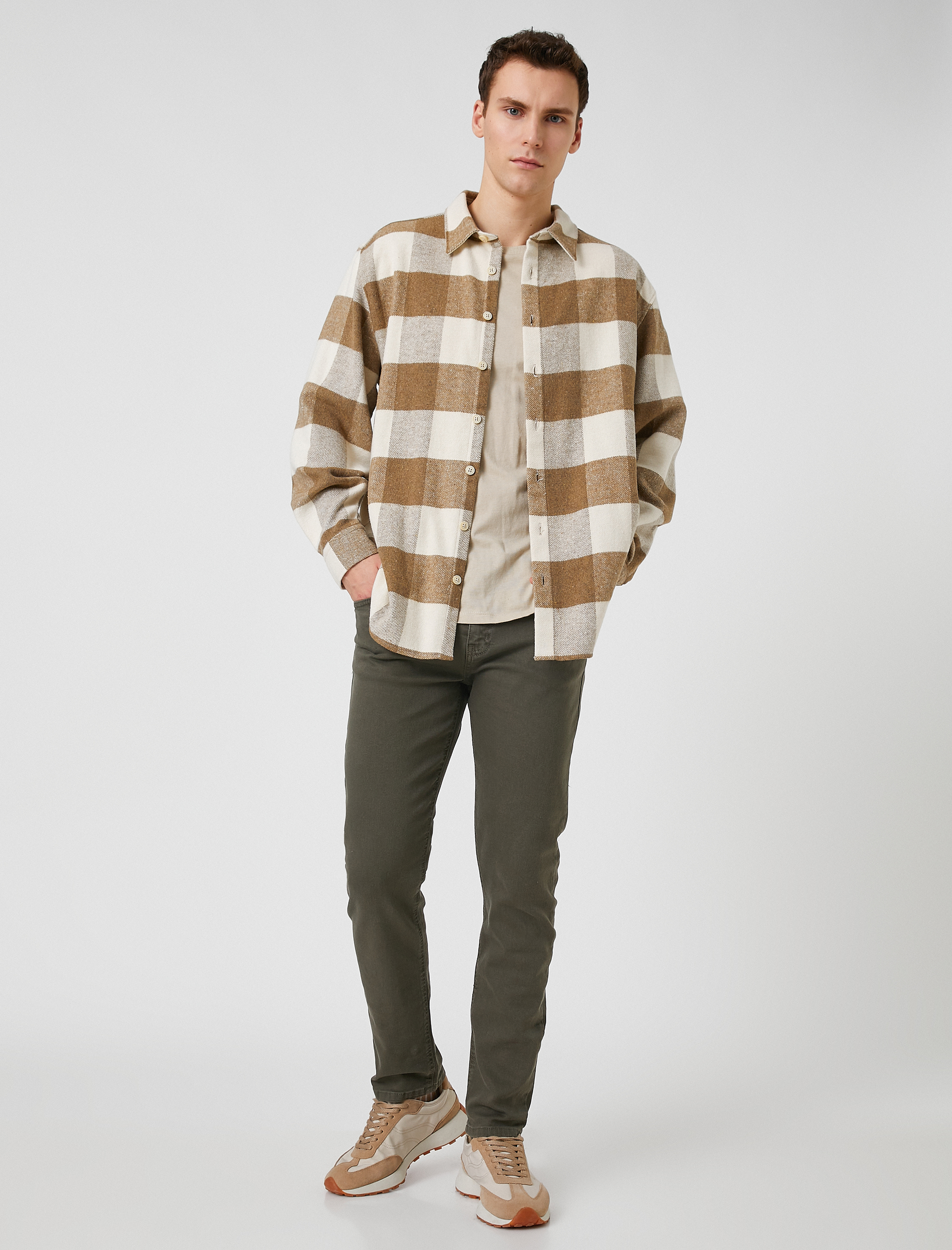   Basic Dokuma Pantolon Düğme Detaylı 5 Cepli