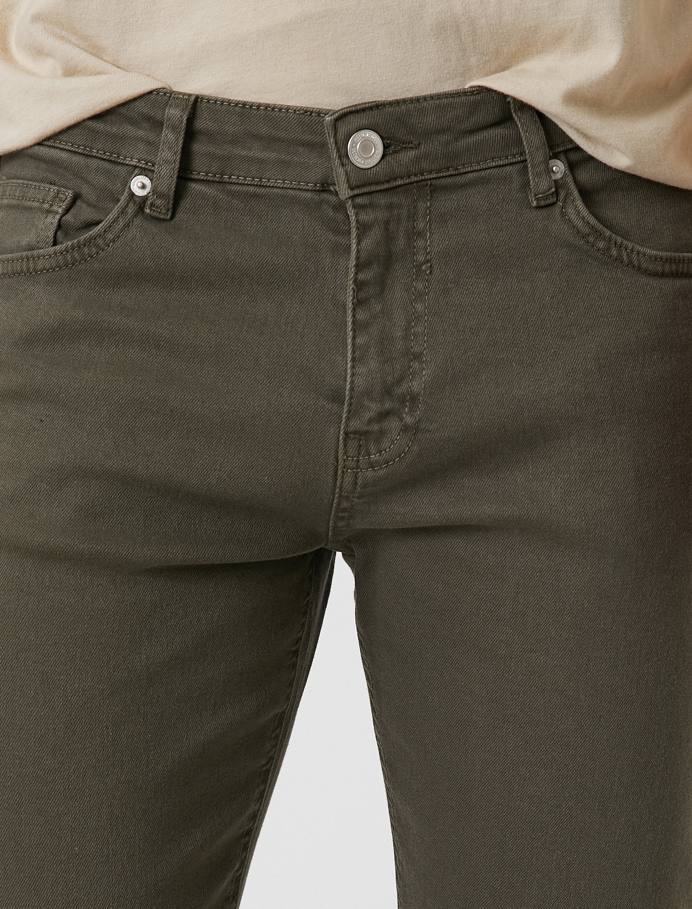   Basic Dokuma Pantolon Düğme Detaylı 5 Cepli