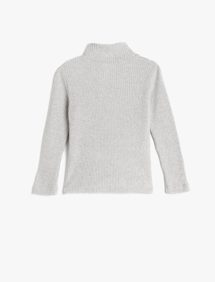 Kız Çocuk Basic Sweat Yarım Fermuarlı Dik Yaka Fitilli Uzun Kollu