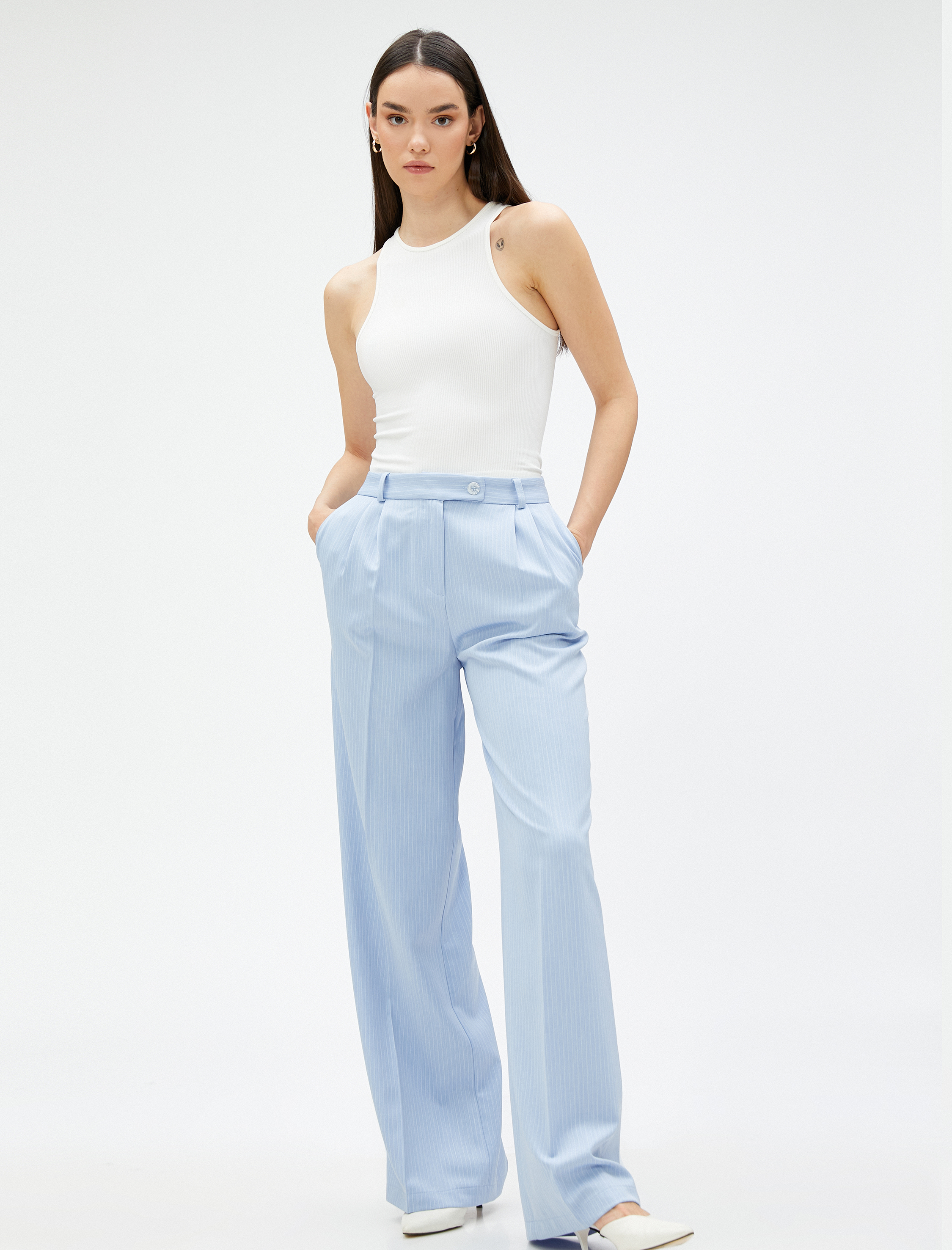   Palazzo Pantolon Pileli Cep Detaylı