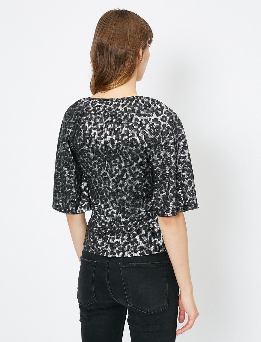   Leopar Desenli Abiye Bluz
