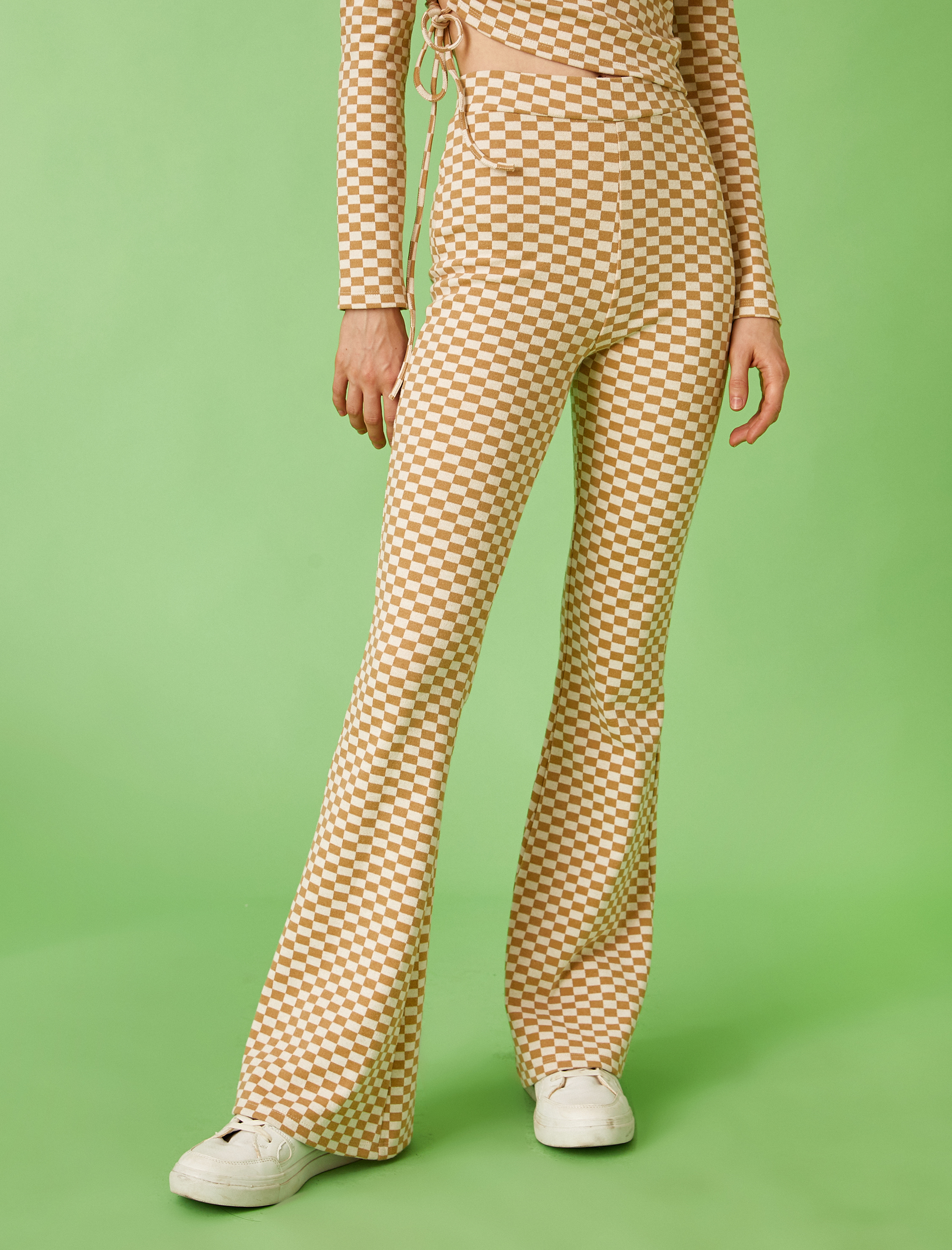   Kareli İspanyol Paça Pantolon