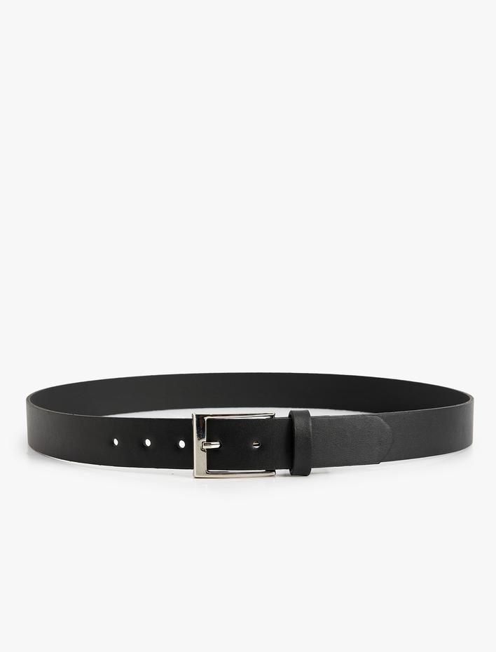 Erkek Kemer Suni Deri Geometrik Tokalı