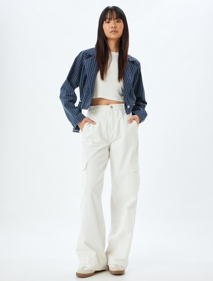  Ceket Geniş Yaka Kemer Detaylı Bol Kalıp